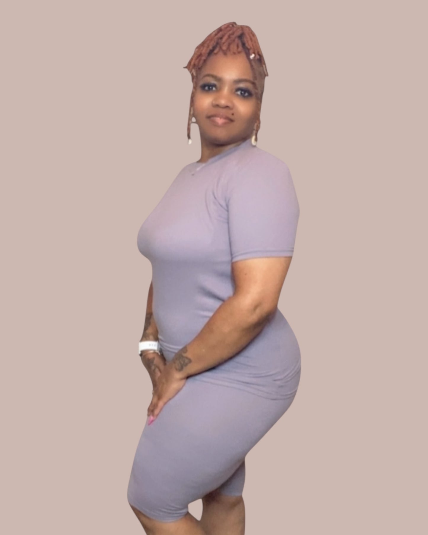 BASIC SHORT SET (LT. PURPLE)