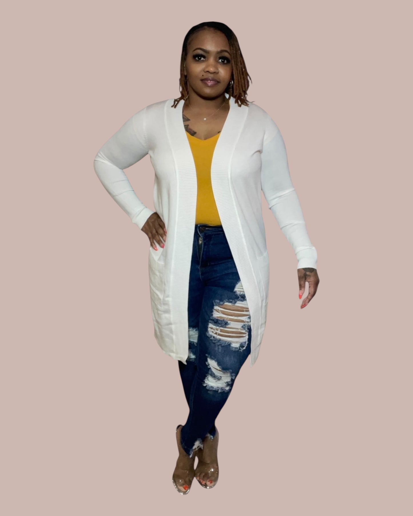 OPEN FRONT CARDIGAN (IVORY)