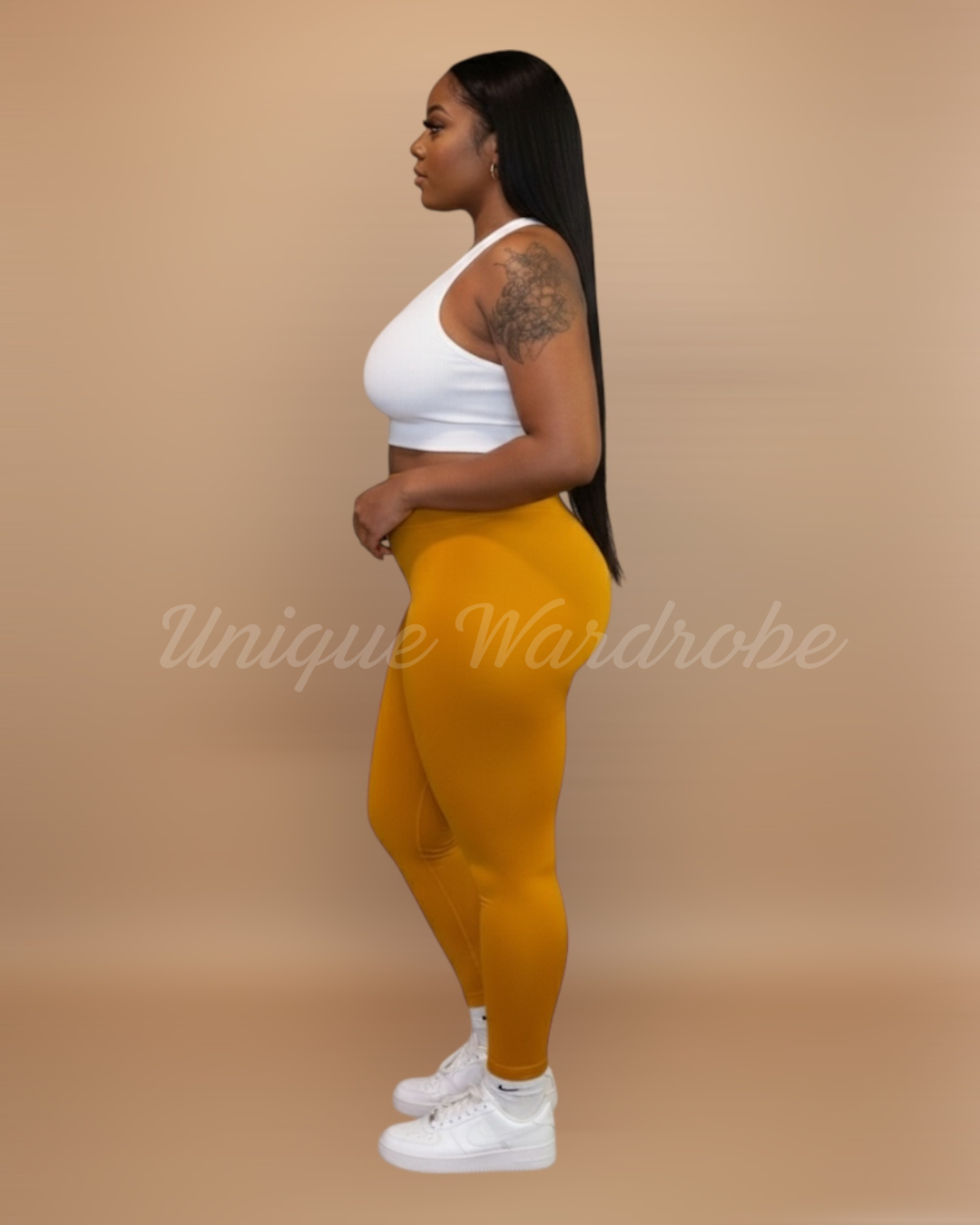 FLEECE HIGH WAISTED LEGGINGS (MUSTARD)