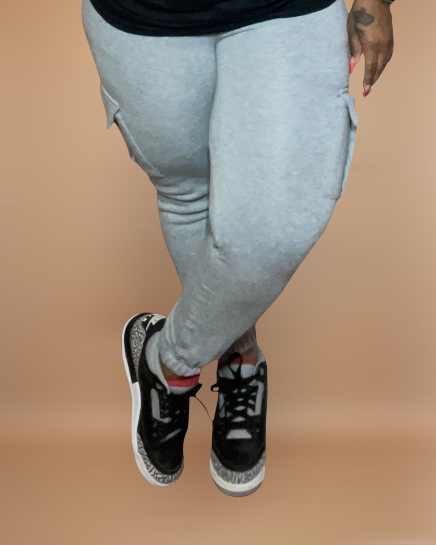 FLEECE CARGO JOGGERS (LT. GRAY)