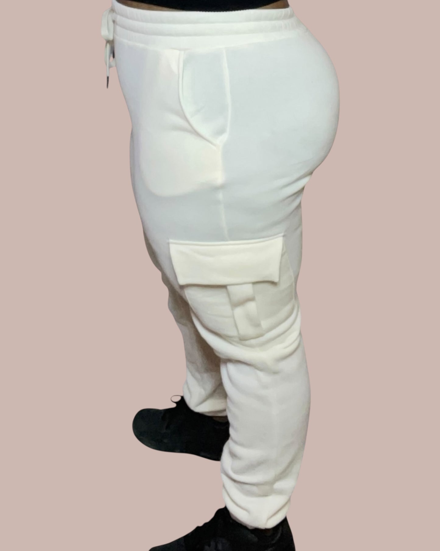 FLEECE CARGO JOGGERS (CREAM)
