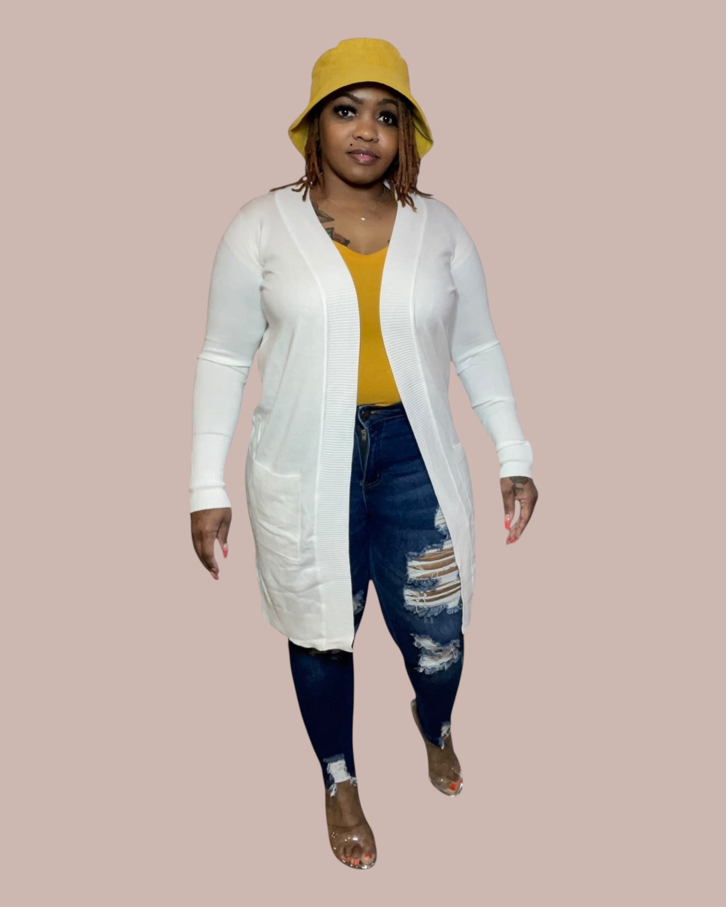 OPEN FRONT CARDIGAN (IVORY)