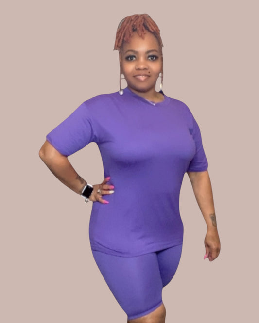 BASIC SHORT SET (DK PURPLE)