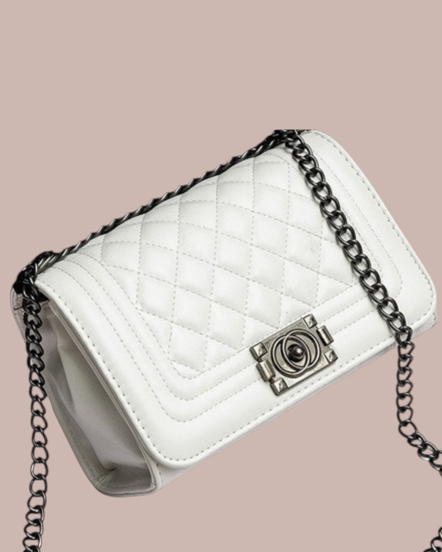 STITCHED CROSSBODY HANDBAG (WHITE)