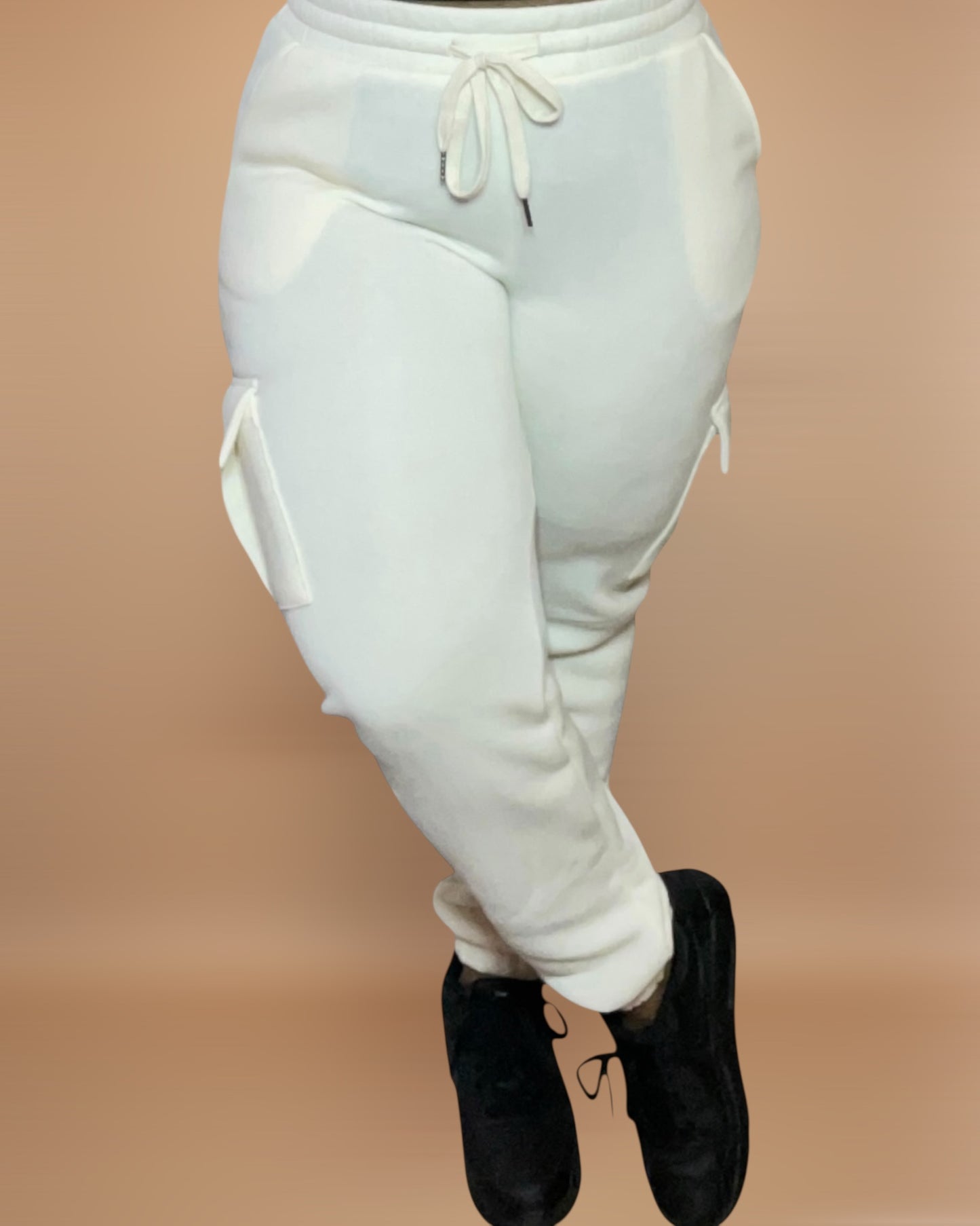 FLEECE CARGO JOGGERS (CREAM)