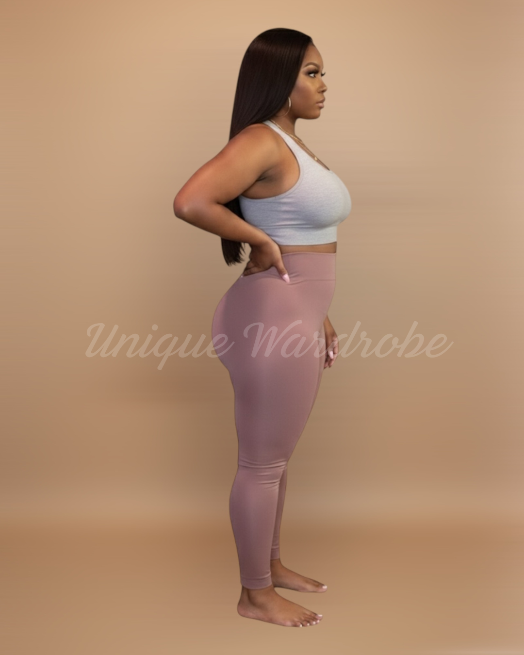 FLEECE HIGH WAISTED LEGGINGS (MAUVE)