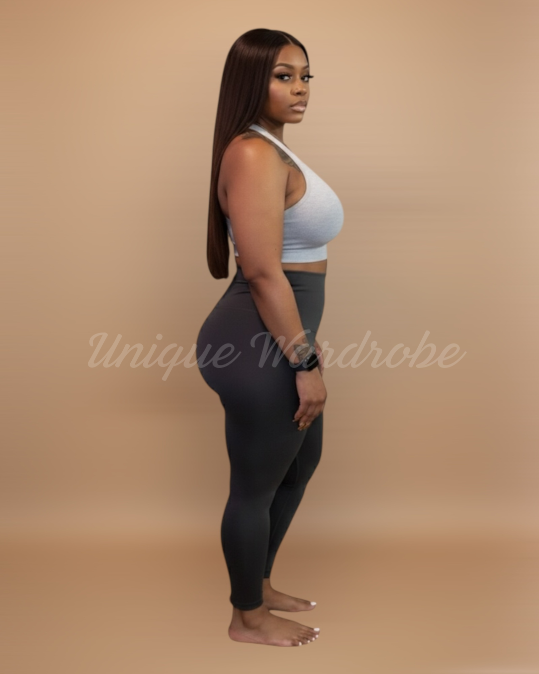 FLEECE HIGH WAISTED LEGGINGS (CHARCOAL)