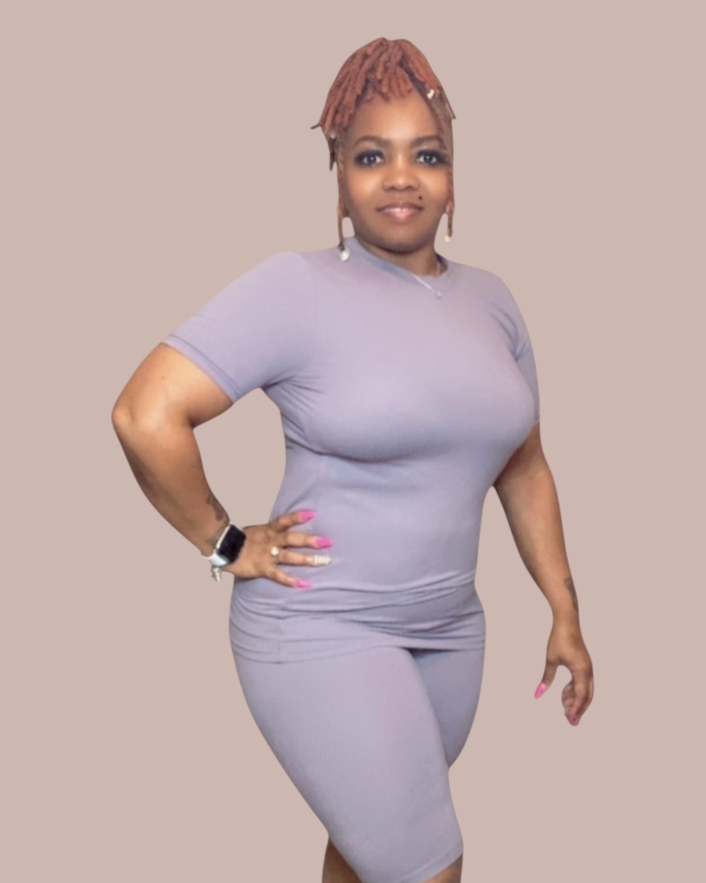 BASIC SHORT SET (LT. PURPLE)