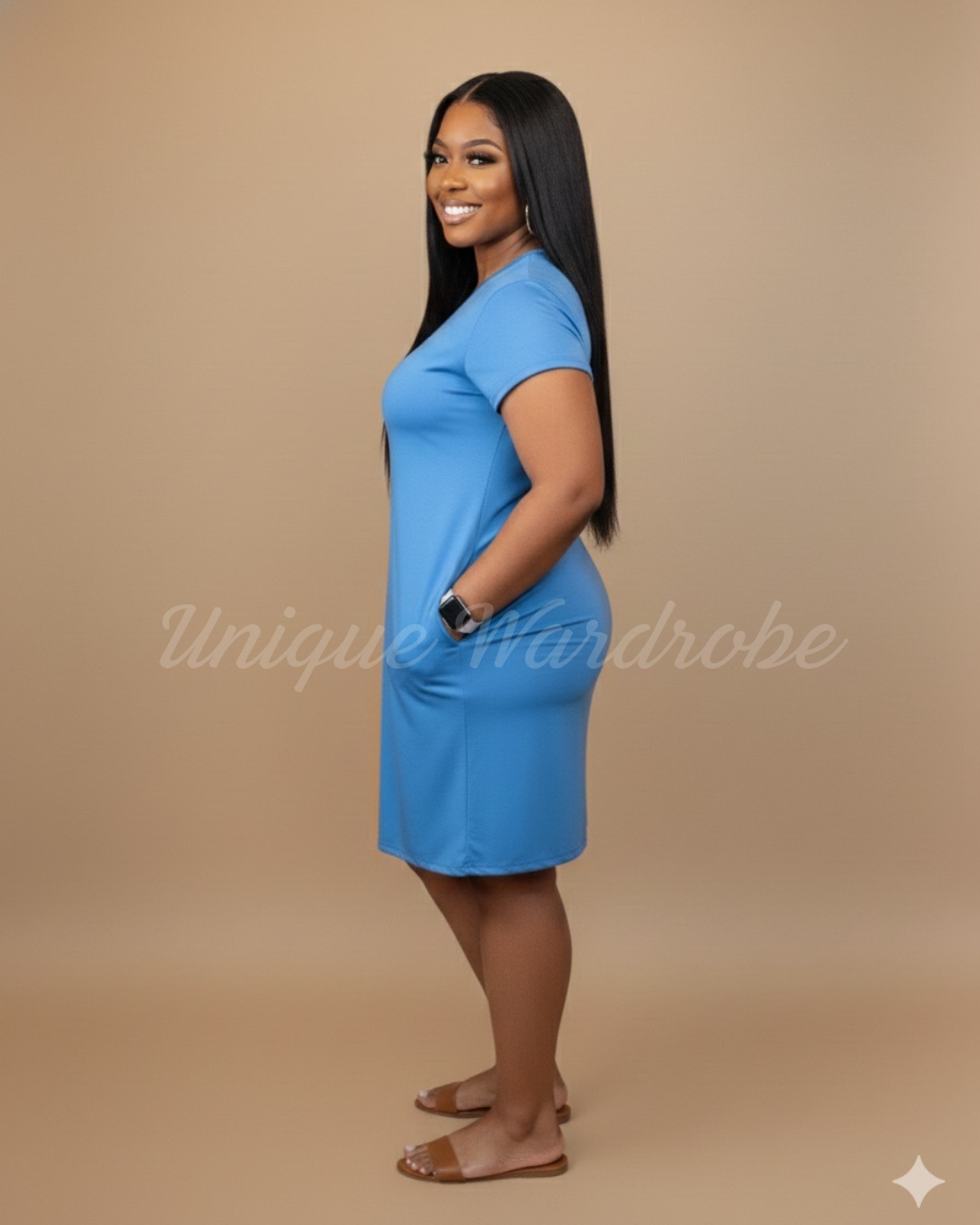 SIMPLE T-SHIRT DRESS (IBIZA BLUE)