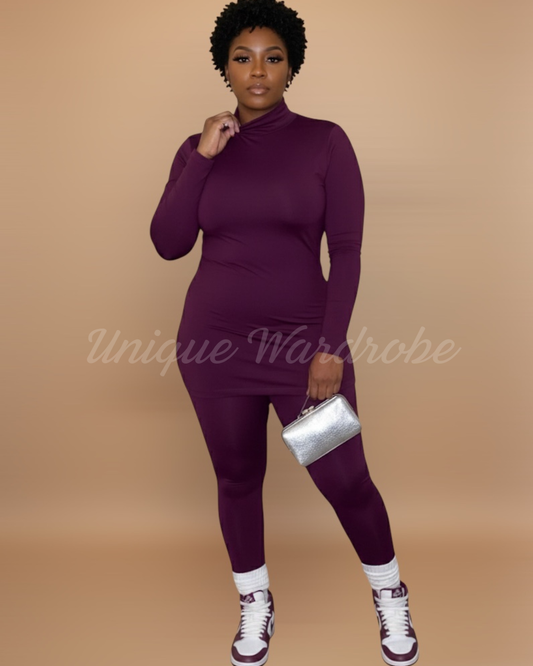 LASHA’S TURTLENECK LEGGING SET (DK PLUM)