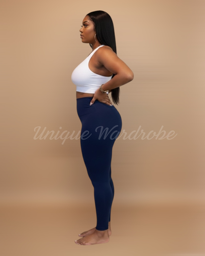 FLEECE HIGH WAISTED LEGGINGS (NAVY)
