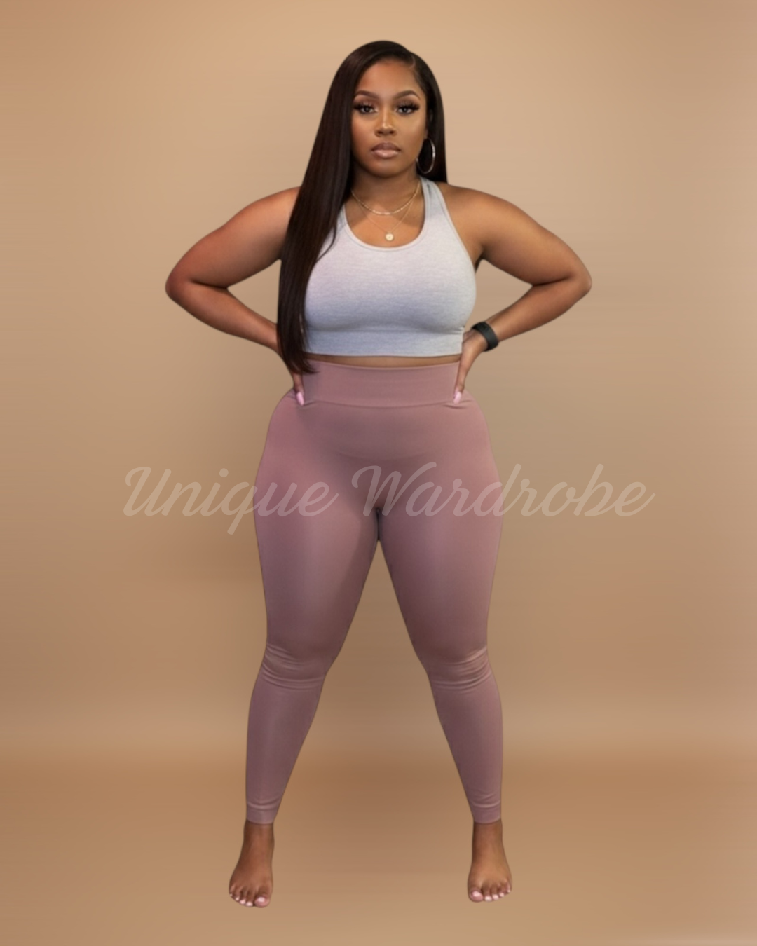 FLEECE HIGH WAISTED LEGGINGS (MAUVE)