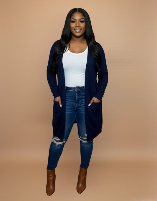OPEN FRONT CARDIGAN (NAVY)