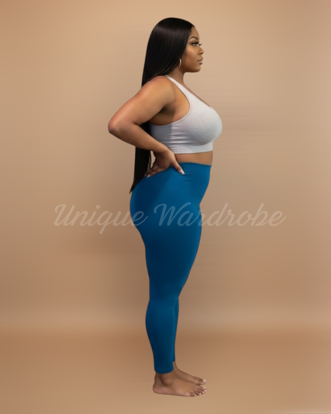 FLEECE HIGH WAISTED LEGGINGS (TEAL)