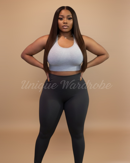 FLEECE HIGH WAISTED LEGGINGS (CHARCOAL)