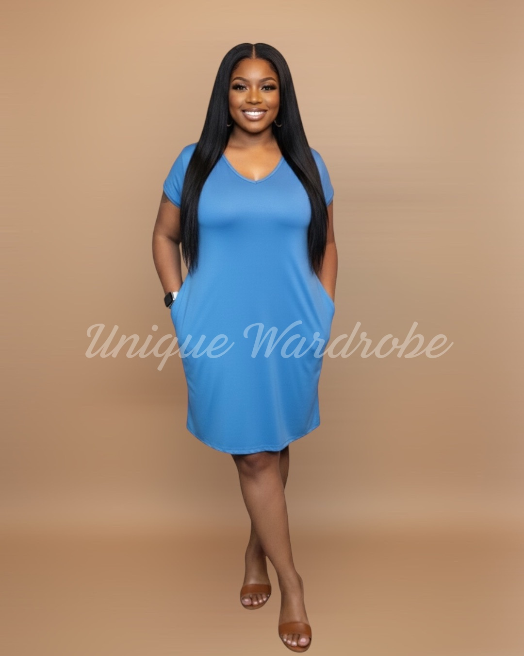 SIMPLE T-SHIRT DRESS (IBIZA BLUE)