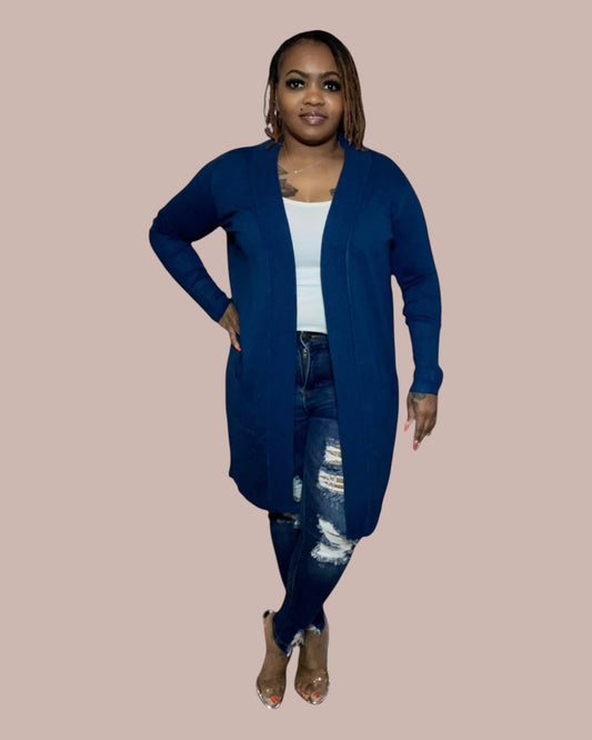 OPEN FRONT CARDIGAN (TEAL)