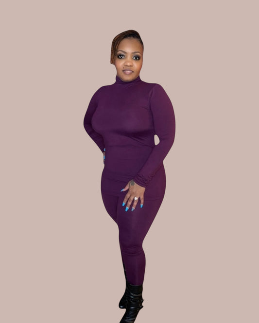 LASHA’S TURTLENECK LEGGING SET (DK PLUM)