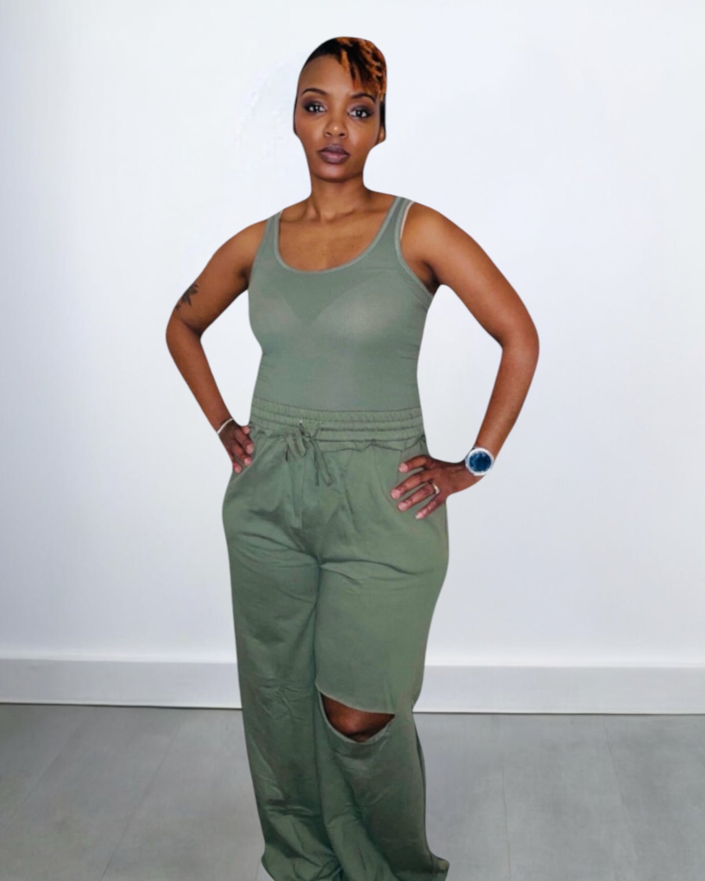 SLIT KNEE SET (OLIVE)