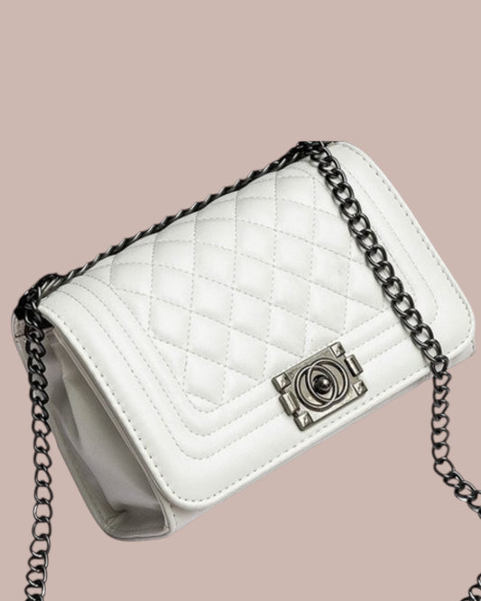 STITCHED CROSSBODY HANDBAG (WHITE)
