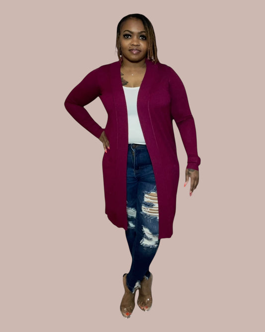 OPEN FRONT CARDIGAN (MAGENTA)