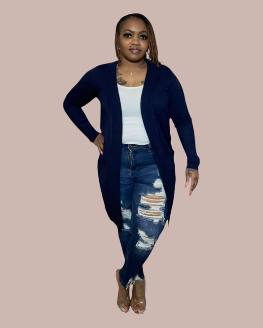 OPEN FRONT CARDIGAN (NAVY)