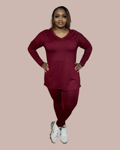 FALL LEGGING SET (CABERNET)