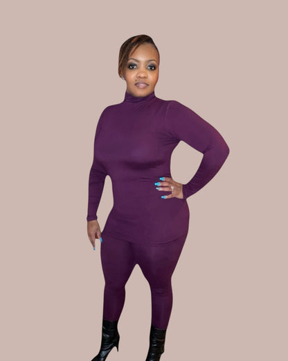 LASHA’S TURTLENECK LEGGING SET (DK PLUM)