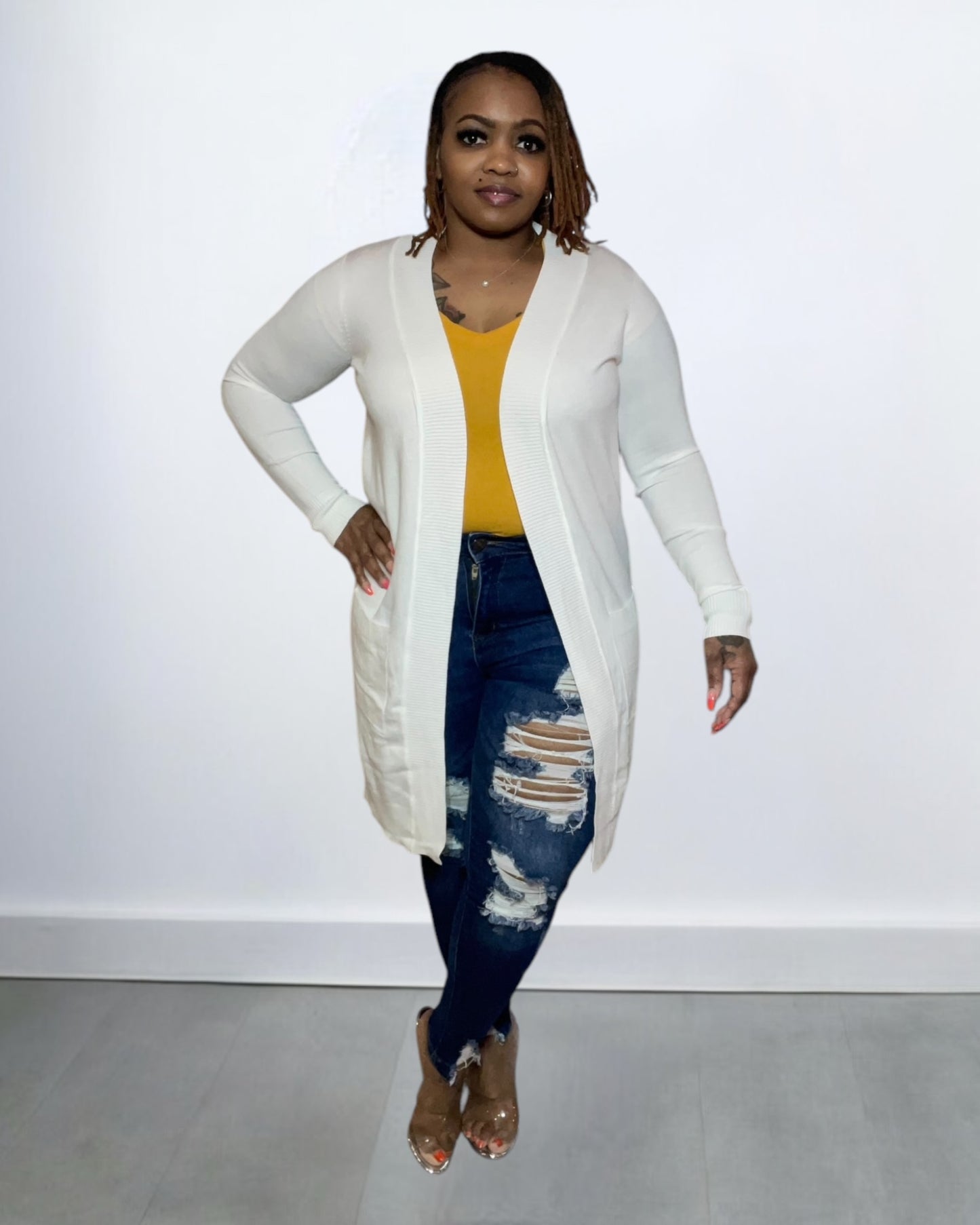 OPEN FRONT CARDIGAN (IVORY)