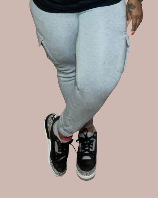 FLEECE CARGO JOGGERS (LT. GRAY)