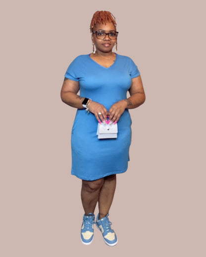 SIMPLE T-SHIRT DRESS (IBIZA BLUE)