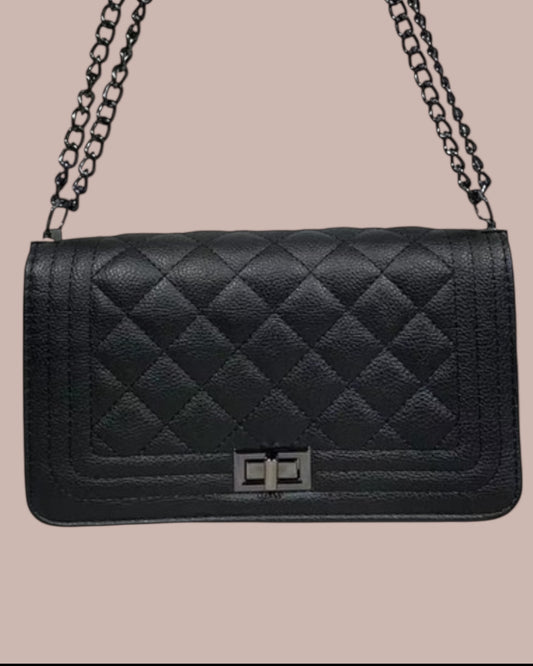 STITCHED CROSSBODY HANDBAG (BLACK)