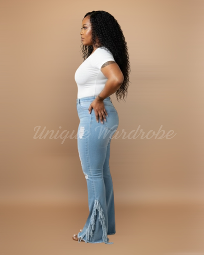 SHREDDED BELLS (LIGHT DENIM)