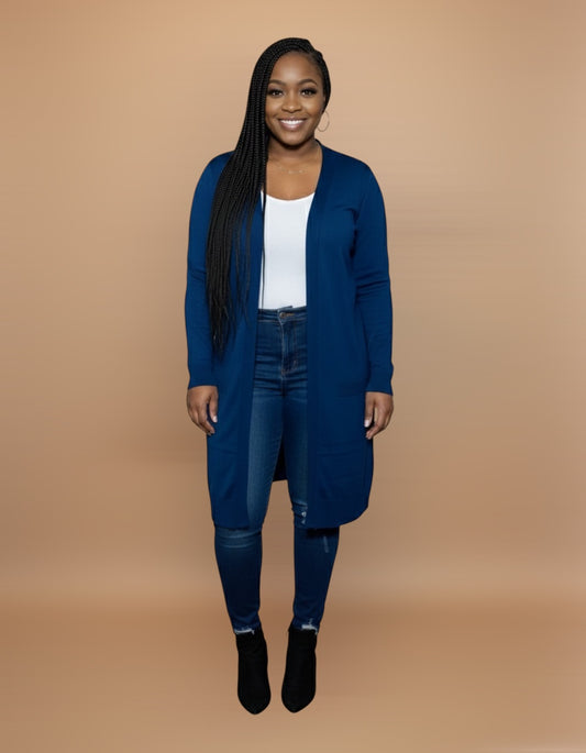 OPEN FRONT CARDIGAN (TEAL)