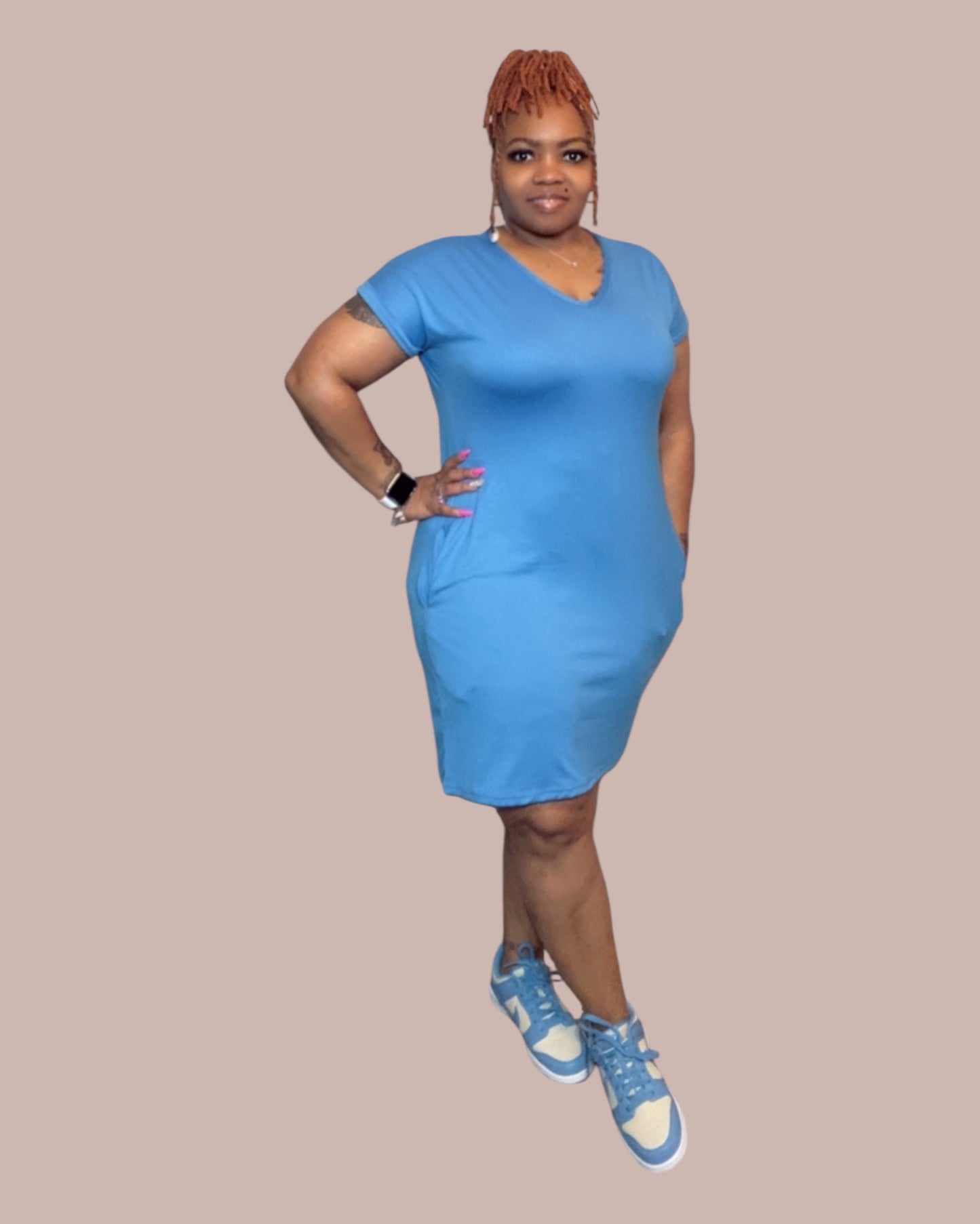 SIMPLE T-SHIRT DRESS (IBIZA BLUE)