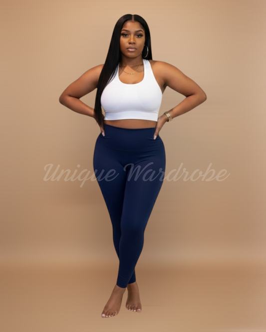 FLEECE HIGH WAISTED LEGGINGS (NAVY)