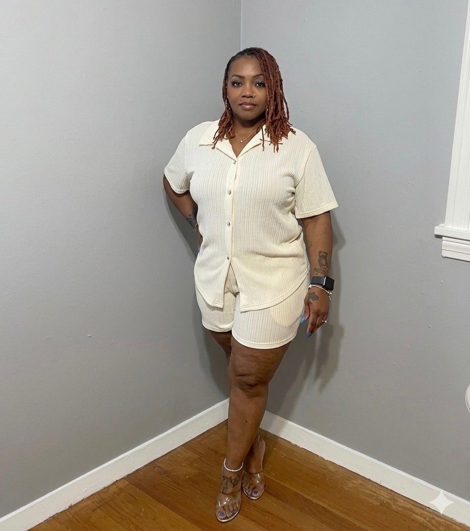 KEEP IT COOL SHORT SET (CREAM)