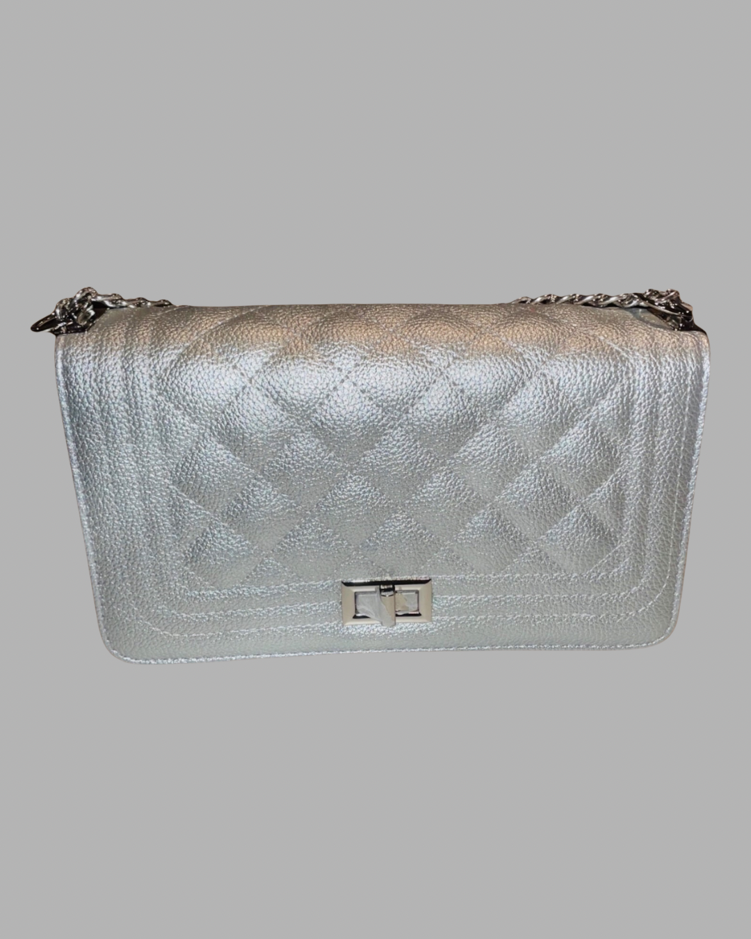 STITCHED CROSSBODY HANDBAG (SILVER)