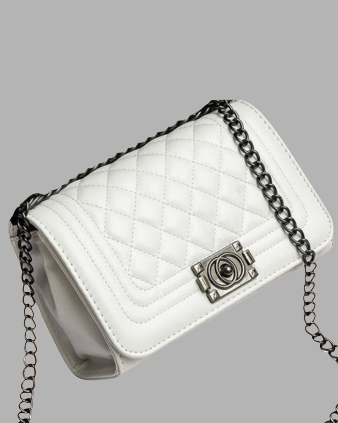 STITCHED CROSSBODY HANDBAG (WHITE)