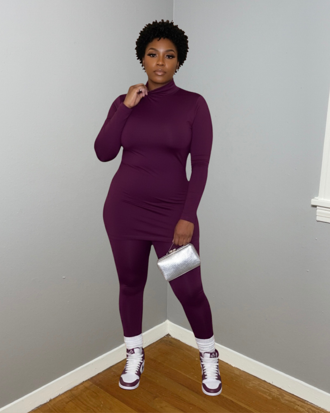 LASHA’S TURTLENECK LEGGING SET (DK PLUM)