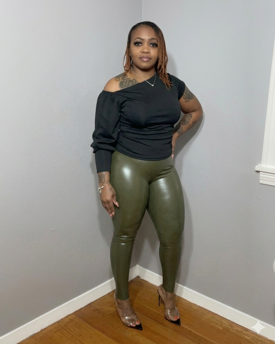 FAUX LEATHER LEGGINGS (OLIVE)