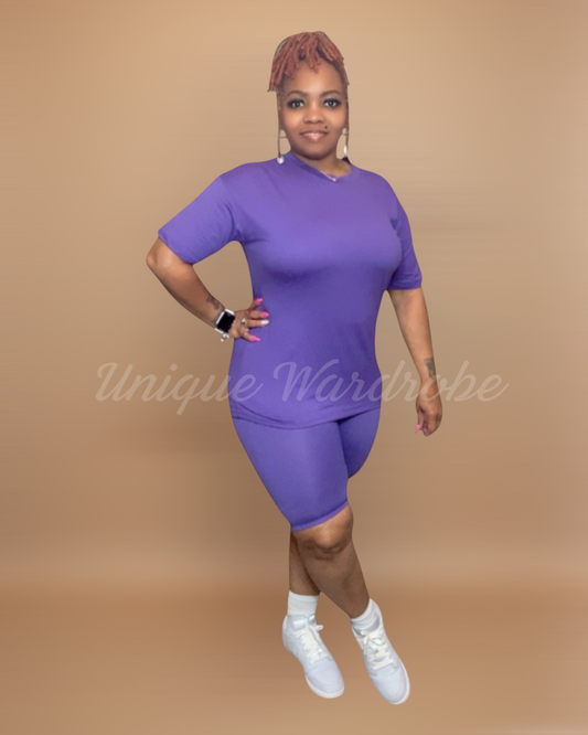 BASIC SHORT SET (DK PURPLE)