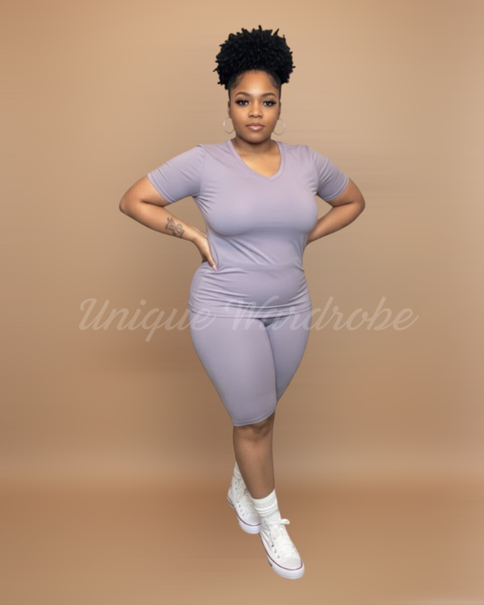 BASIC SHORT SET (LT. PURPLE)