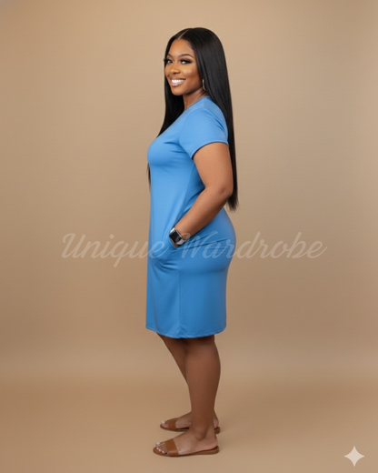 SIMPLE T-SHIRT DRESS (IBIZA BLUE)