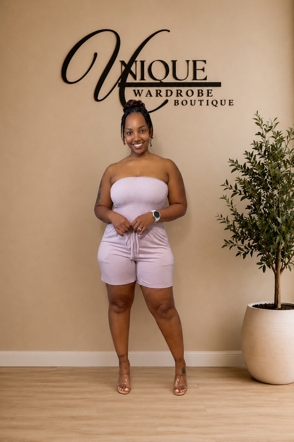 NO STRINGS ATTACHED ROMPER (DUSTY LAVENDER)