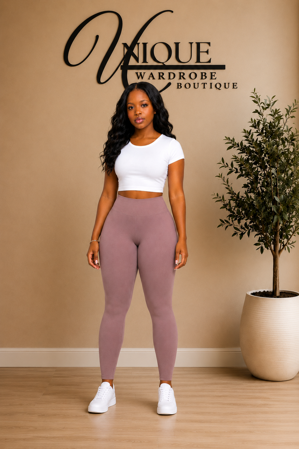 FLEECE HIGH WAISTED LEGGINGS (MAUVE)