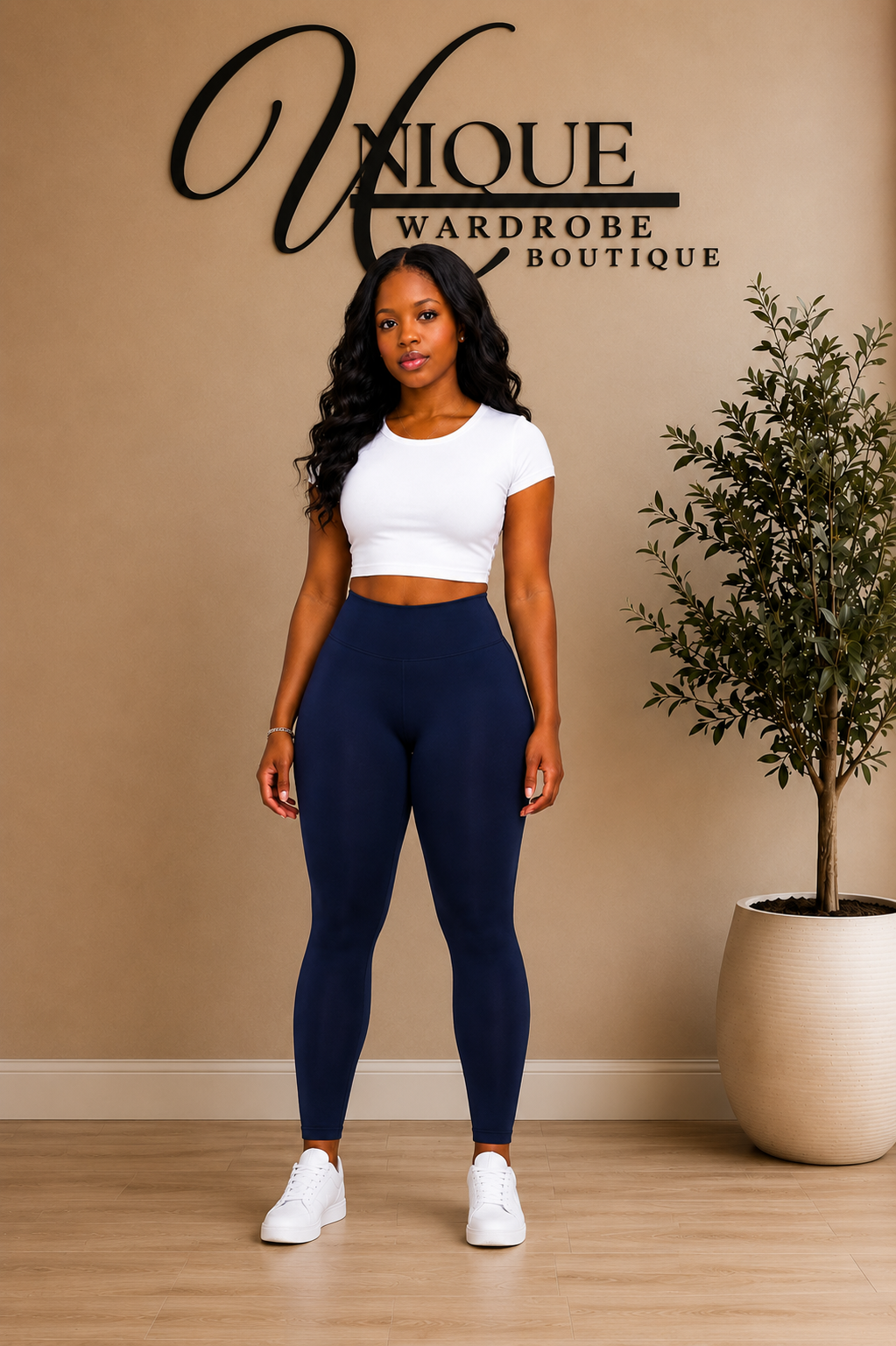FLEECE HIGH WAISTED LEGGINGS (NAVY)