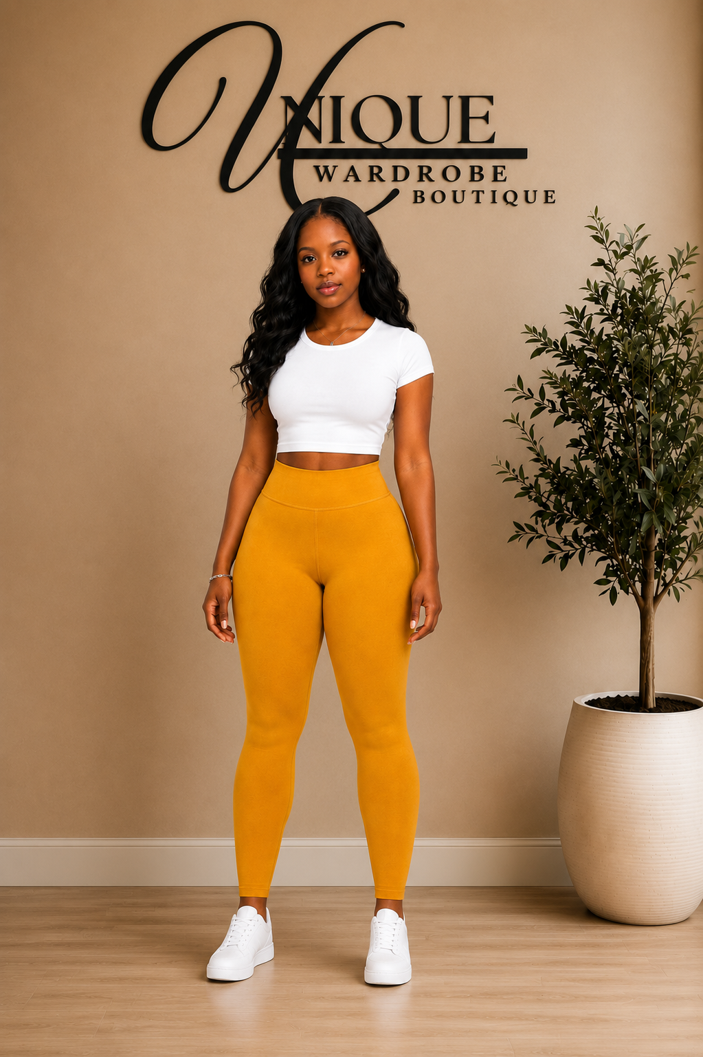 FLEECE HIGH WAISTED LEGGINGS (MUSTARD)