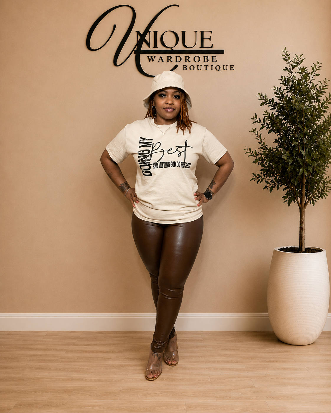 FAUX LEATHER LEGGINGS (BROWN)