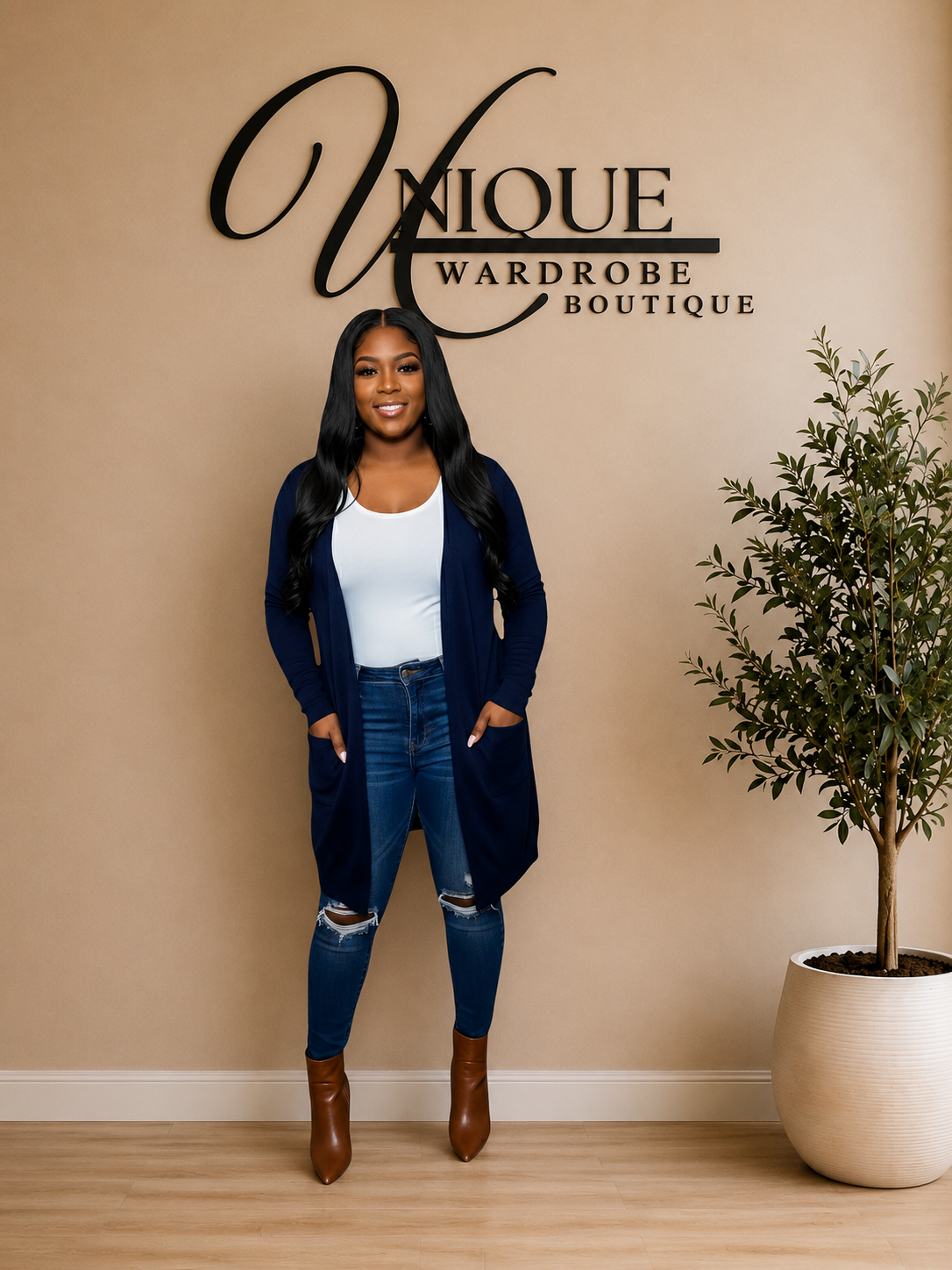 OPEN FRONT CARDIGAN (NAVY)